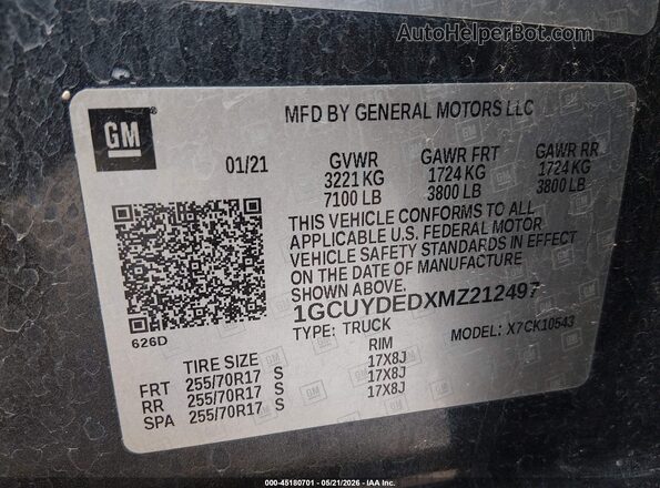 1GCUYDEDXMZ212497 2021 CHEVROLET SILVERADO Dark Blue Engine compartment view