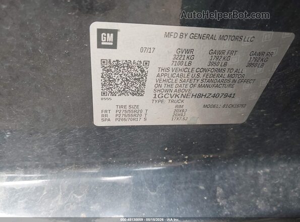 1GCVKNEH8HZ407941 2017 CHEVROLET SILVERADO Черный 