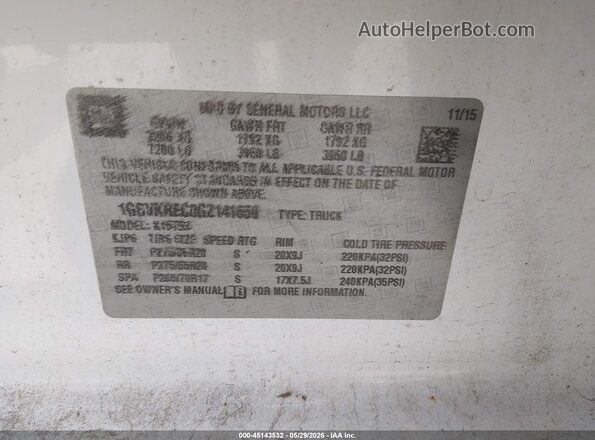 1GCVKREC0GZ141650 2016 CHEVROLET SILVERADO Белый Вид подкапотного пространства