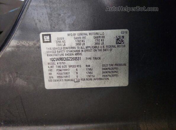1GCVKREC6GZ260531 2016 CHEVROLET SILVERADO Black 