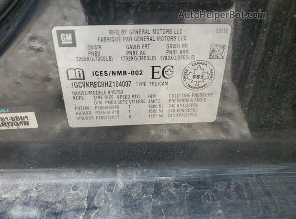 1GCVKREC8HZ104007 2017 CHEVROLET SILVERADO Black 