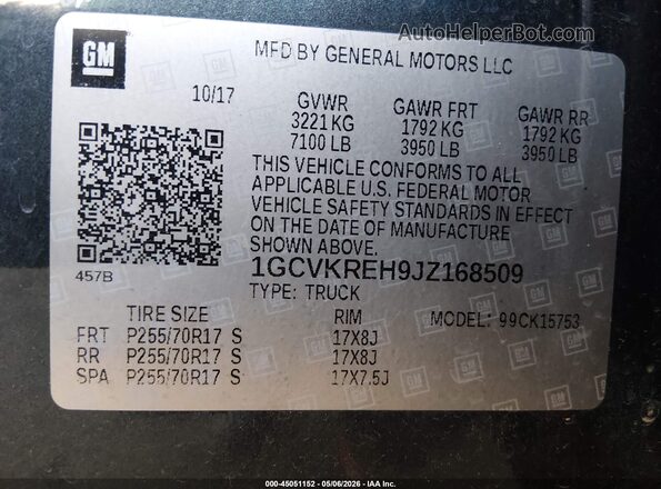 1GCVKREH9JZ168509 2018 CHEVROLET SILVERADO Зеленый 