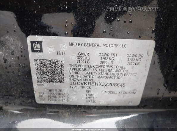 1GCVKREHXJZ208645 2018 CHEVROLET SILVERADO Black Widok komory silnika