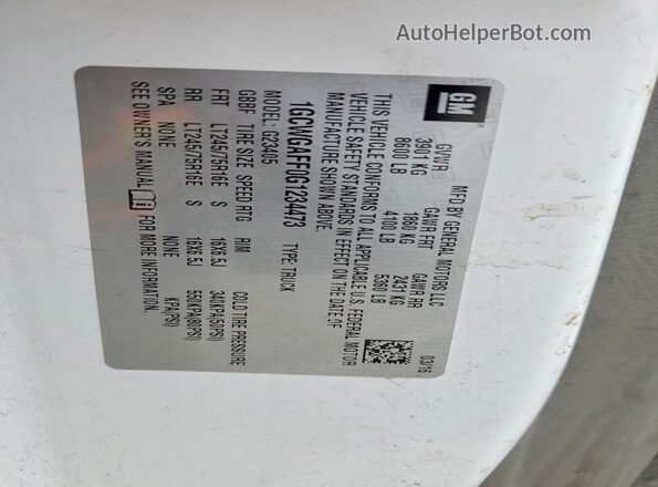 1GCWGAFF0G1234473 2016 CHEVROLET EXPRESS White VIN sticker view