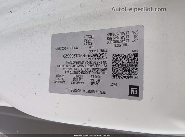 1GCWGBFP9L1265620 2020 CHEVROLET EXPRESS White 