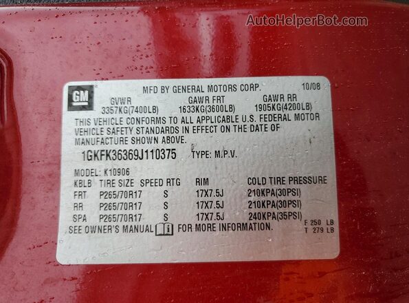 1GKFK36369J110375 2025 GMC YUKON Red 