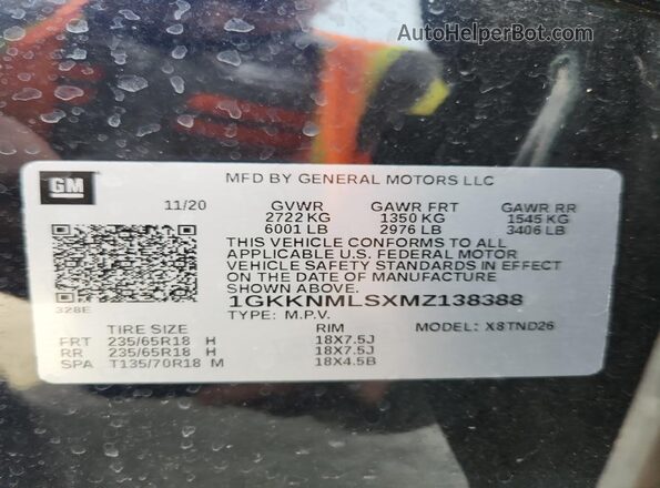 1GKKNMLSXMZ138388 2021 GMC ACADIA Blue Սալոնի 360 աստիճան տեսք