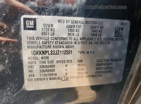 1GKKNPLS2JZ112591 2018 GMC ACADIA Черный 