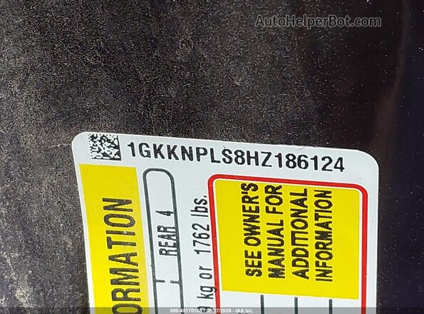1GKKNPLS8HZ186124 2017 GMC ACADIA Burgundy 