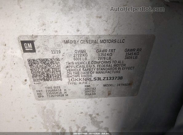 1GKKNRLS3LZ133738 2020 GMC ACADIA Silver Շարժիչի բաժամունքի տեսք