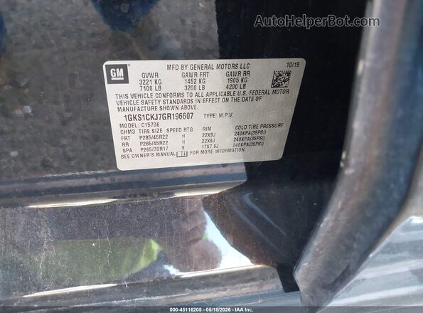 1GKS1CKJ7GR196607 2016 GMC YUKON Black Вид підкапотного простору