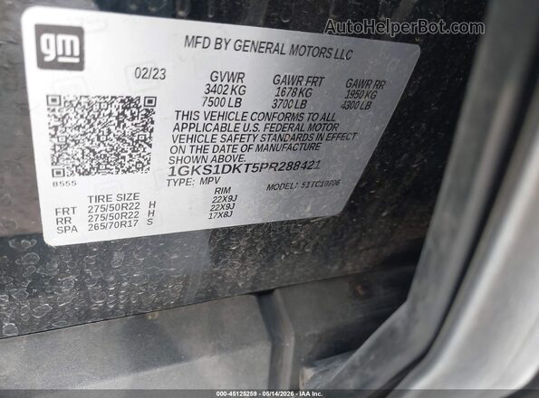 1GKS1DKT5PR288421 2023 GMC YUKON Black Vista del compartimento del motor