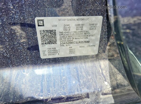 1GKS2BKC1LR217650 2020 GMC YUKON Blue 