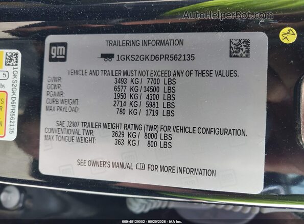 1GKS2GKD6PR562135 2023 GMC YUKON Black Շարժիչի բաժամունքի տեսք