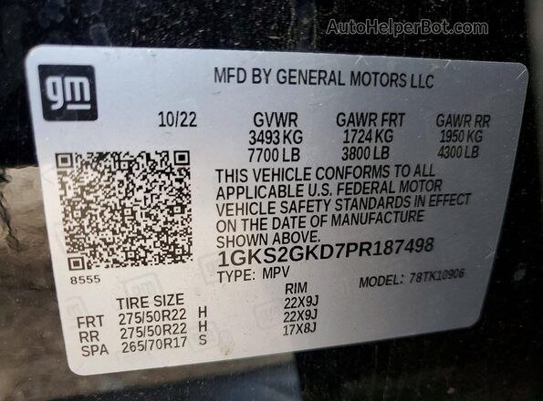 1GKS2GKD7PR187498 2023 GMC YUKON Black 