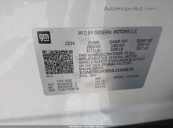 1GNERGRS5SJ150876 2025 CHEVROLET TRAVERSE White 