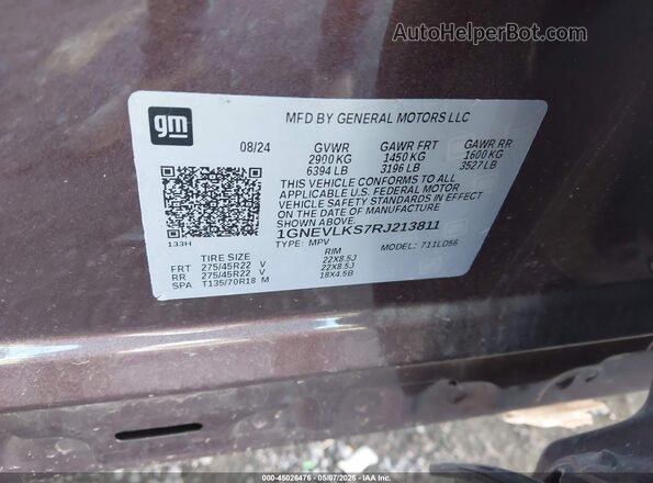 1GNEVLKS7RJ213811 2024 CHEVROLET TRAVERSE Фиолетовый Вид подкапотного пространства