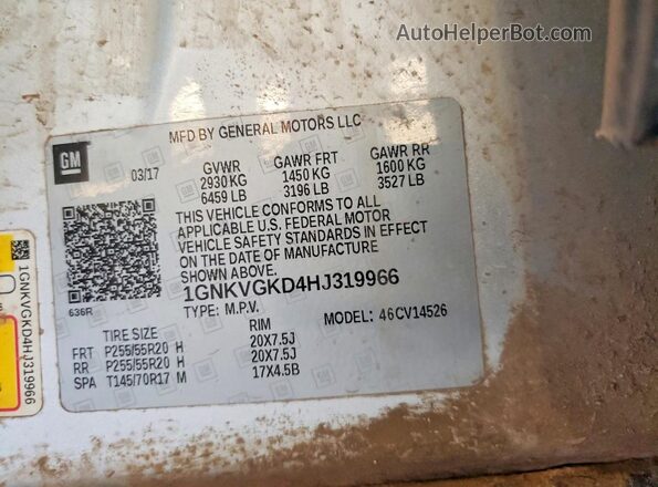 1GNKVGKD4HJ319966 2017 CHEVROLET TRAVERSE Silver 