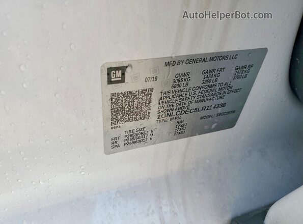 1GNLCDEC5LR114338 2020 CHEVROLET TAHOE White Вид наклейки з VIN-кодом
