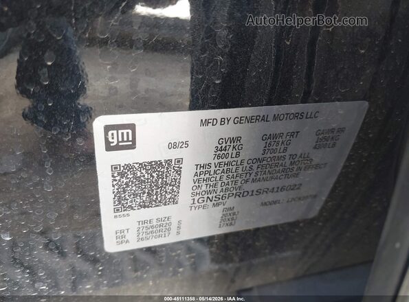1GNS6PRD1SR416022 2025 CHEVROLET TAHOE Black Вид підкапотного простору