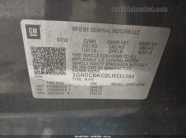 1GNSCBKC2LR111384 2020 CHEVROLET TAHOE Black Vista del compartimento del motor