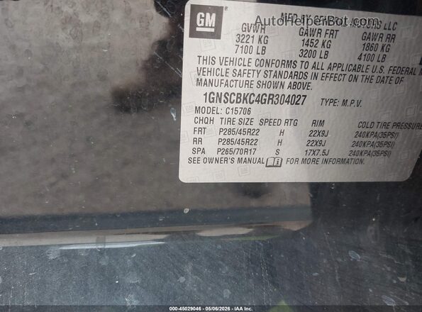 1GNSCBKC4GR304027 2016 CHEVROLET TAHOE Black Вид підкапотного простору
