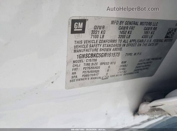 1GNSCBKC5GR161573 2016 CHEVROLET TAHOE White Widok komory silnika