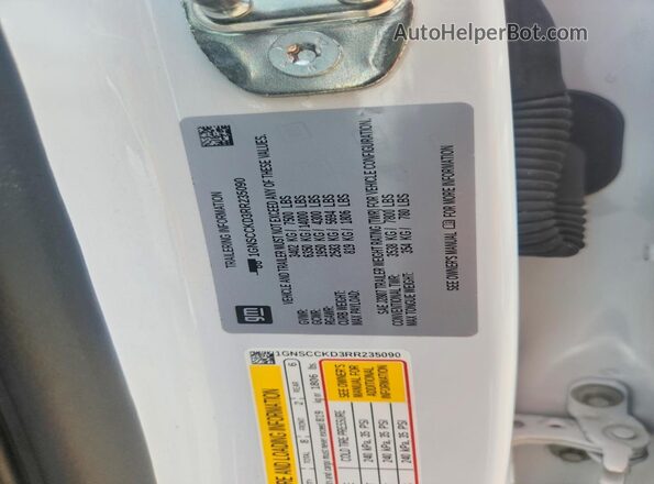 1GNSCCKD3RR235090 2024 CHEVROLET SUBURBAN White VIN კოდის სტიკერის ხედი