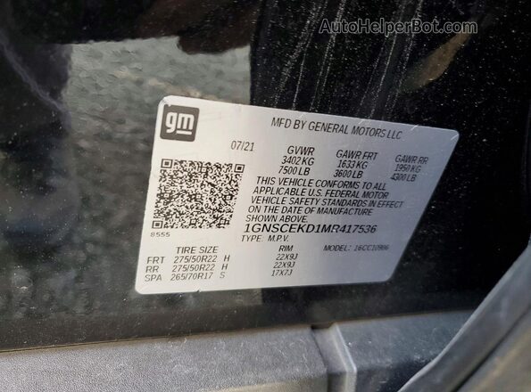 1GNSCEKD1MR417536 2021 CHEVROLET SUBURBAN Black 360 interior view