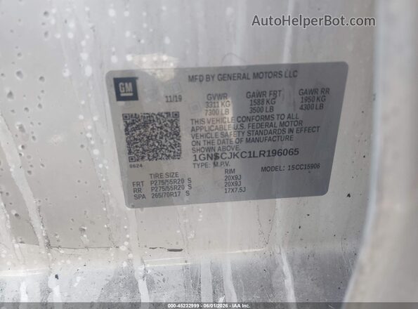 1GNSCJKC1LR196065 2020 CHEVROLET SUBURBAN White Widok komory silnika