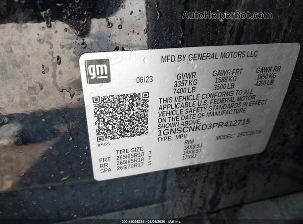 1GNSCNKD3PR412715 2023 CHEVROLET TAHOE Black Widok komory silnika