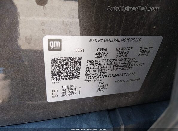 1GNSCNKDXMR377991 2021 CHEVROLET TAHOE Brown Շարժիչի բաժամունքի տեսք