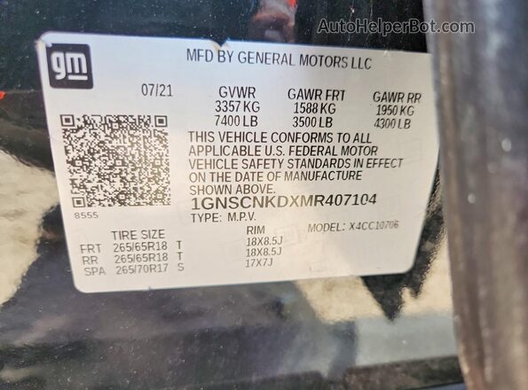 1GNSCNKDXMR407104 2021 CHEVROLET TAHOE Black Vista del compartimento del motor