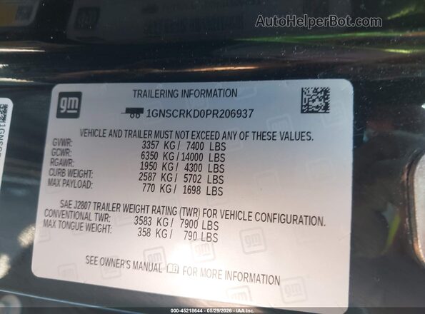1GNSCRKD0PR206937 2023 CHEVROLET TAHOE Черный Вид подкапотного пространства