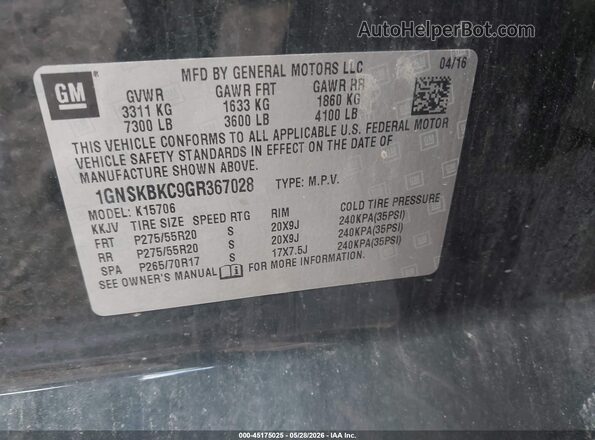 1GNSKBKC9GR367028 2016 CHEVROLET TAHOE Green Widok komory silnika
