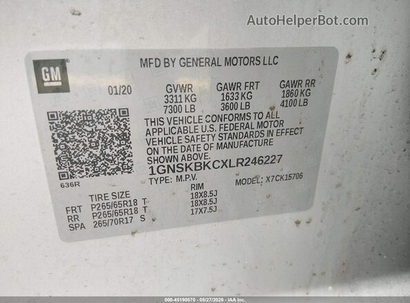 1GNSKBKCXLR246227 2020 CHEVROLET TAHOE Серебряный Вид подкапотного пространства