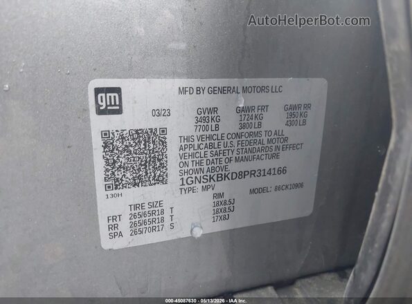 1GNSKBKD8PR314166 2023 CHEVROLET SUBURBAN Silver Widok komory silnika
