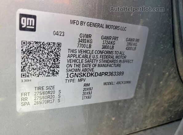 1GNSKDKD4PR363389 2023 CHEVROLET SUBURBAN Gray 