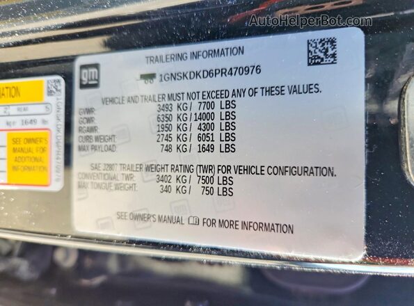 1GNSKDKD6PR470976 2023 CHEVROLET SUBURBAN Black 
