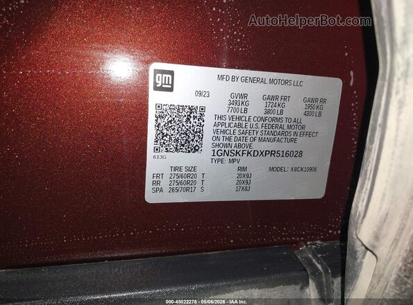 1GNSKFKDXPR516028 2023 CHEVROLET SUBURBAN Brown 