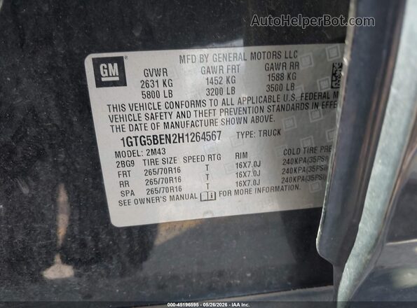 1GTG5BEN2H1264567 2017 GMC CANYON Black Вид підкапотного простору