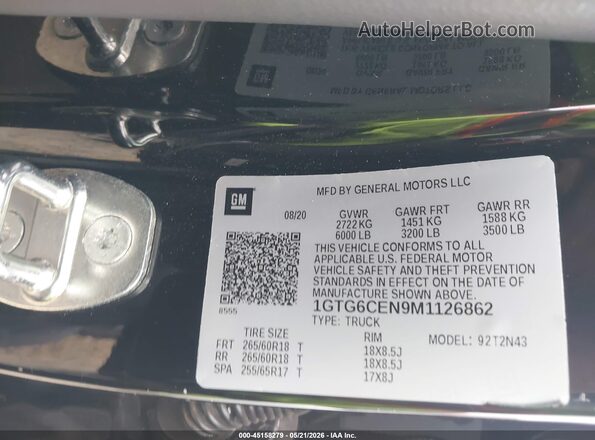 1GTG6CEN9M1126862 2021 GMC CANYON Black Vista del compartimento del motor