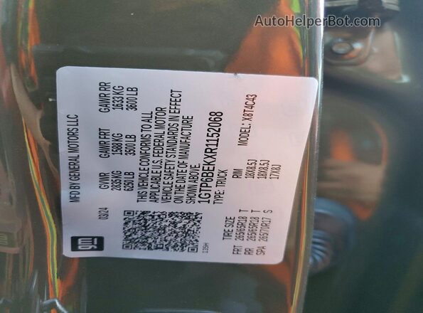 1GTP6BEKXR1152068 2024 GMC CANYON Green Vista del compartimento del motor