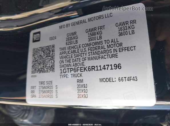 1GTP6FEK6R1147196 2024 GMC CANYON Black Widok komory silnika