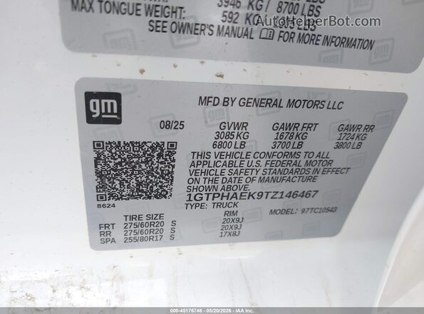1GTPHAEK9TZ146467 2026 GMC SIERRA White Vista del compartimento del motor