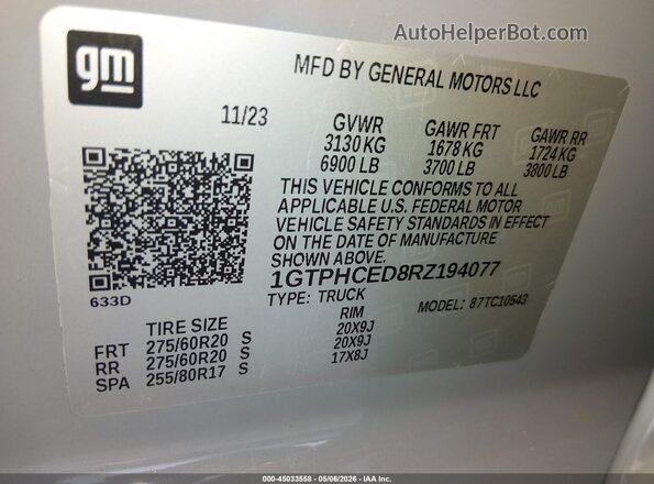 1GTPHCED8RZ194077 2024 GMC SIERRA Gray Engine compartment view