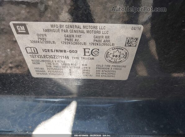 1GTV2LEC3GZ271144 2016 GMC SIERRA Black Vista del compartimento del motor