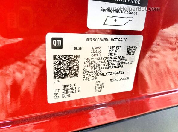 1GYC3NMLXTZ704593 2026 CADILLAC VISTIQ Red 