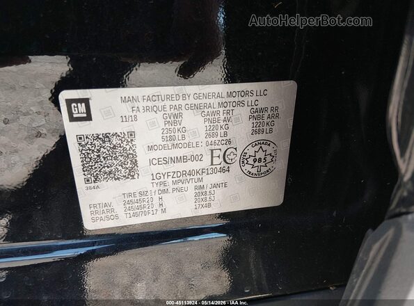 1GYFZDR40KF130464 2019 CADILLAC XT4 Black Շարժիչի բաժամունքի տեսք