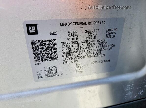 1GYFZDR40MF005418 2021 CADILLAC XT4 Silver Engine compartment view